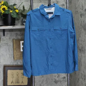 Eastern Mountain Sports Womens Button Up Mesh Lined Outdoor Active Shirt Blue L