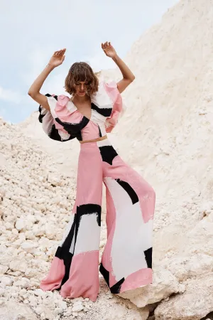 Exaggerated Puff Sleeve Top | Exaggerated Wide Leg Pant