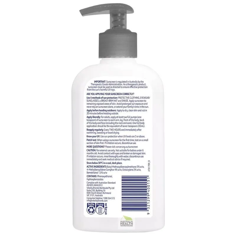 [Expiry: 08/2026] Cancer Council Active Pump Sunscreen SPF 50  200mL