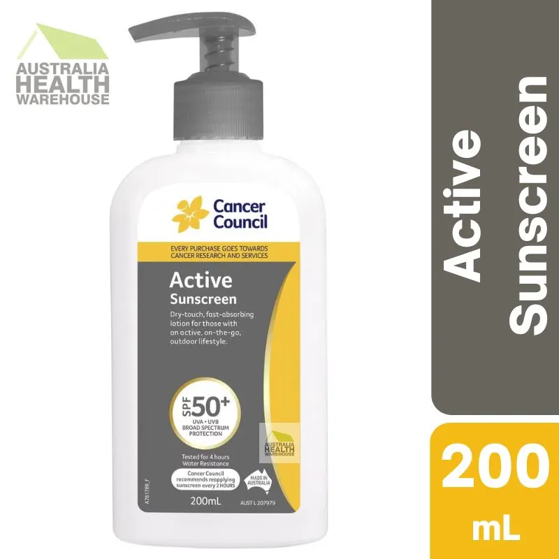 [Expiry: 08/2026] Cancer Council Active Pump Sunscreen SPF 50  200mL
