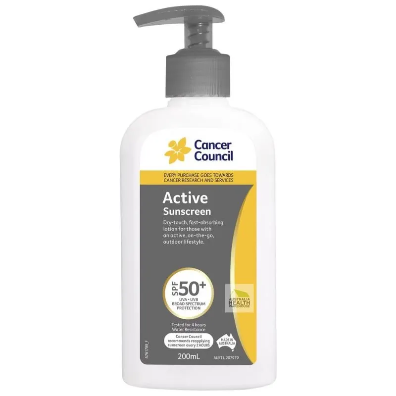 [Expiry: 08/2026] Cancer Council Active Pump Sunscreen SPF 50  200mL