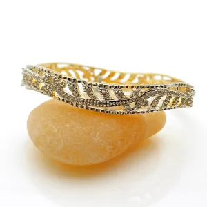 Fashion Gold Tone Crystal Slip On Bangle