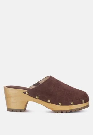 Fine Suede Studded Clogs Mules By RUW