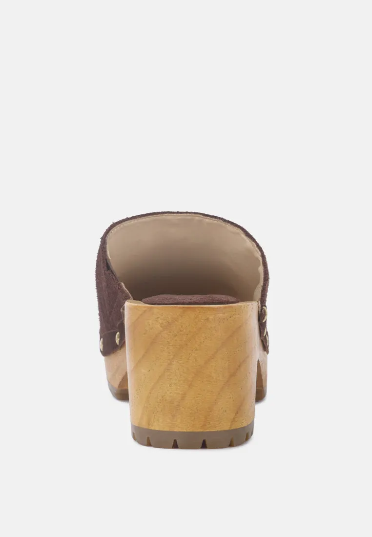 Fine Suede Studded Clogs Mules By RUW