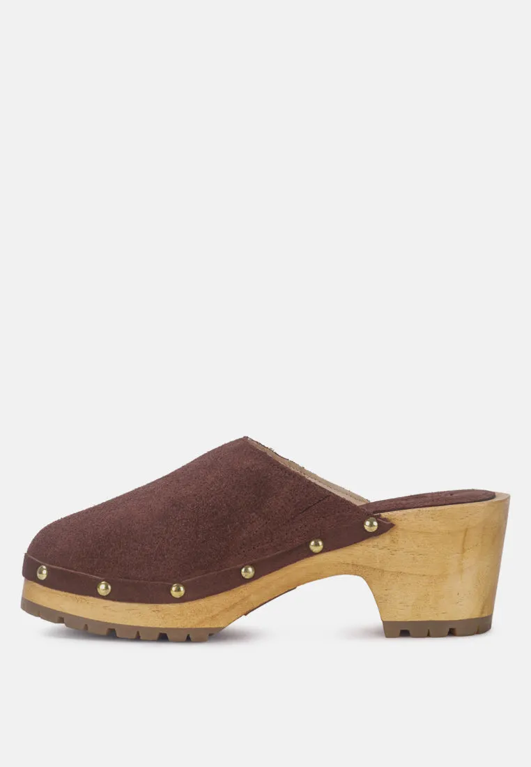 Fine Suede Studded Clogs Mules By RUW