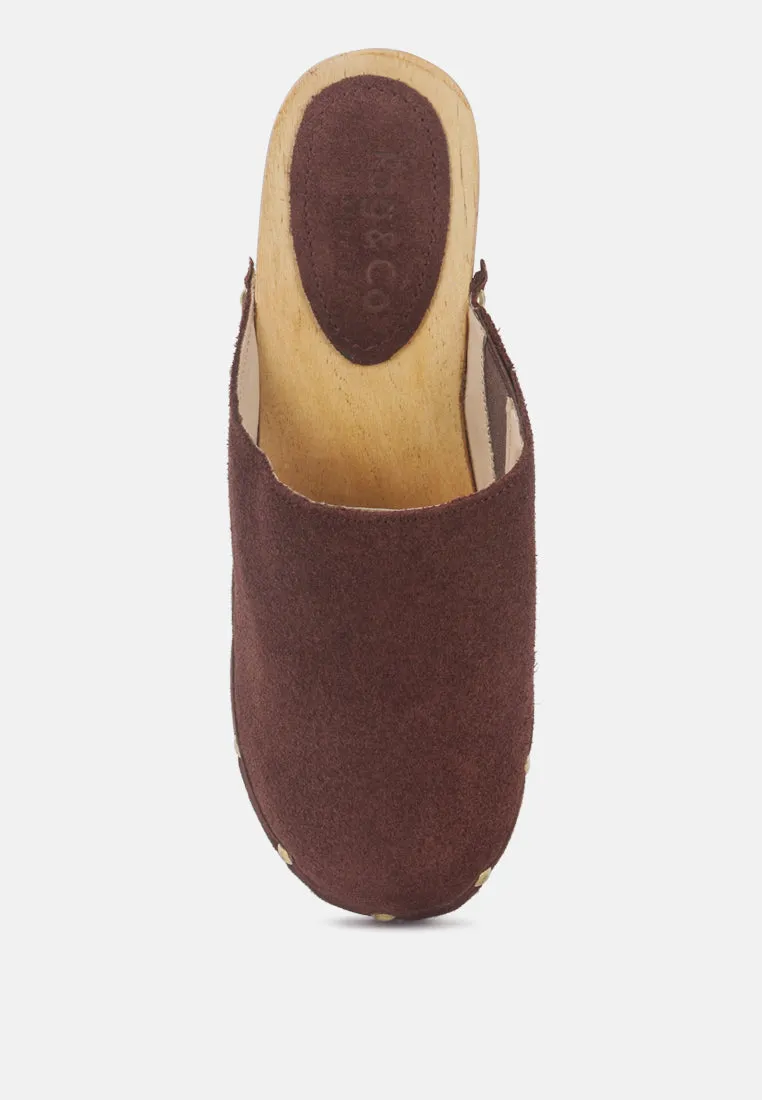 Fine Suede Studded Clogs Mules By RUW