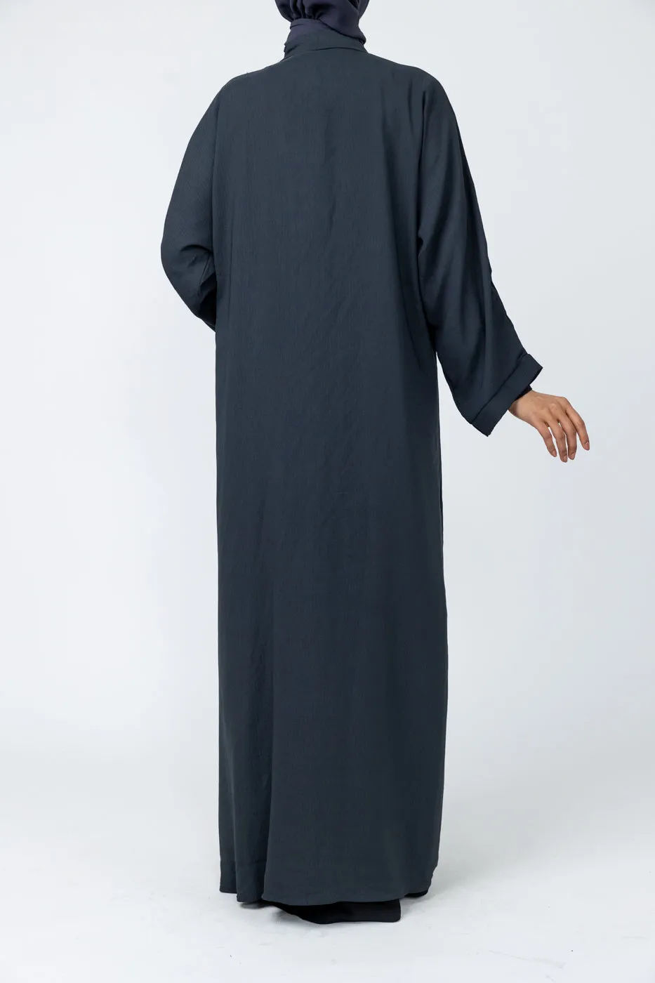 Hand Embellished Crepe Abaya - Charcoal