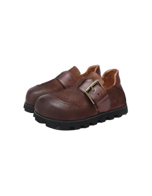 Handmade Buckle Strap Wide Toe Box Suede Clogs