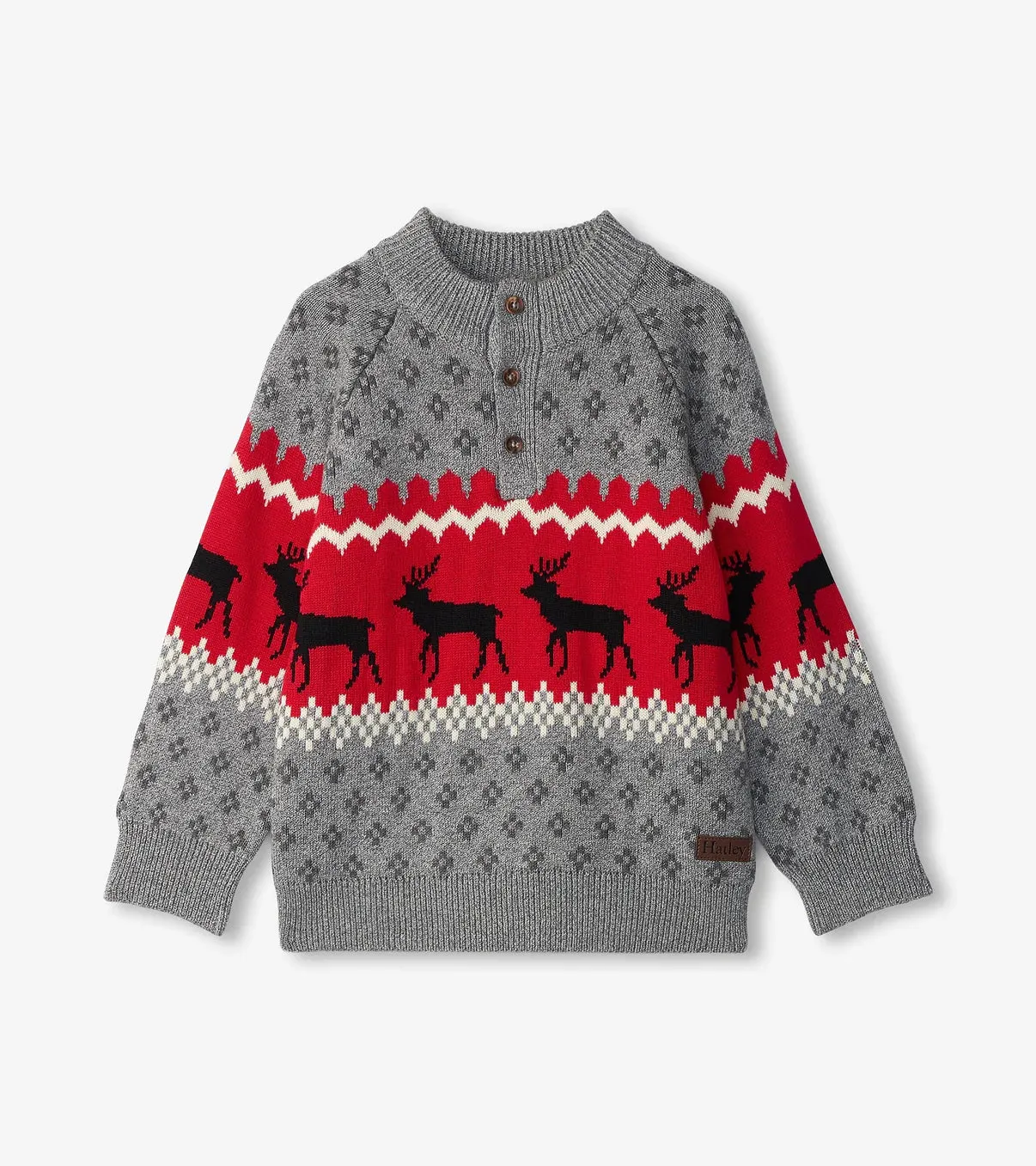 Hatley Boys Winter Elks Mockneck Sweater