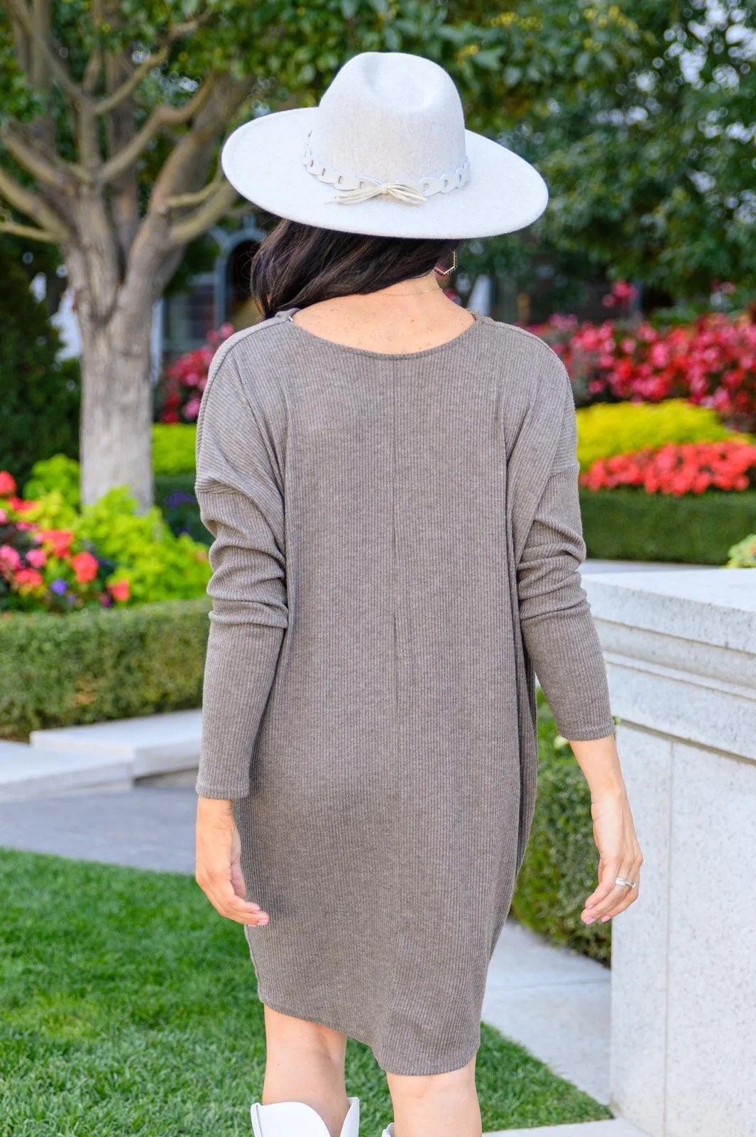 Hazel Blues® | Be True Cowl Neck Knit Mini Dress In Cocoa