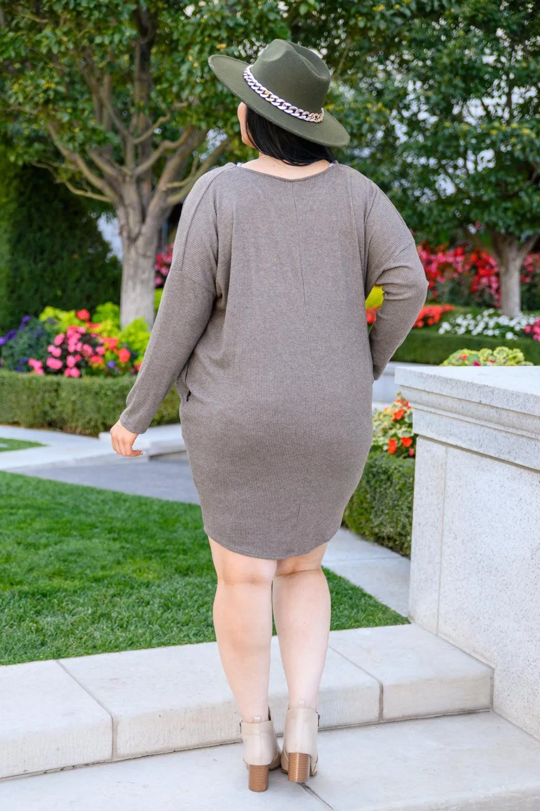 Hazel Blues® | Be True Cowl Neck Knit Mini Dress In Cocoa