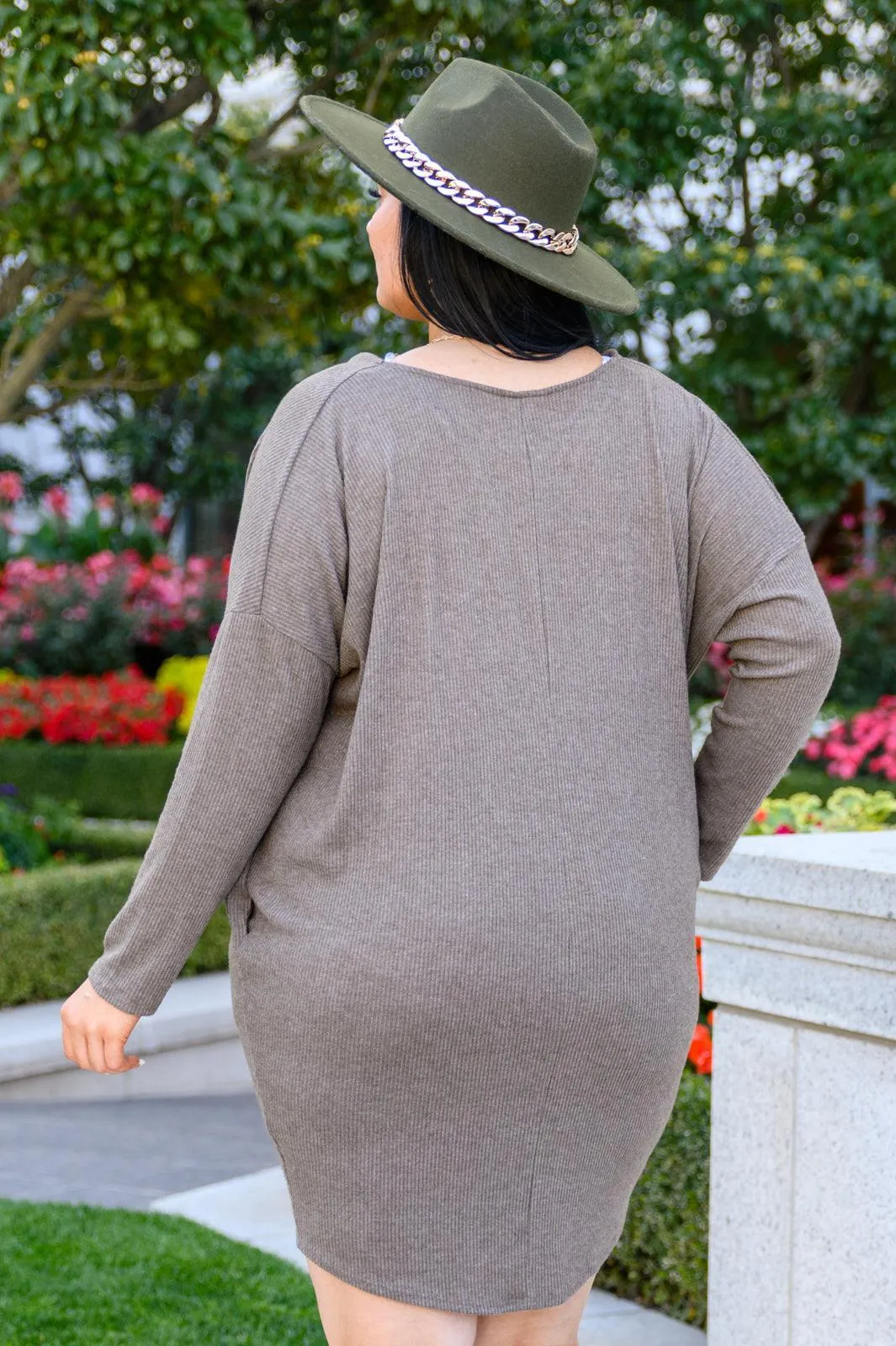Hazel Blues® | Be True Cowl Neck Knit Mini Dress In Cocoa