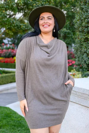 Hazel Blues® | Be True Cowl Neck Knit Mini Dress In Cocoa