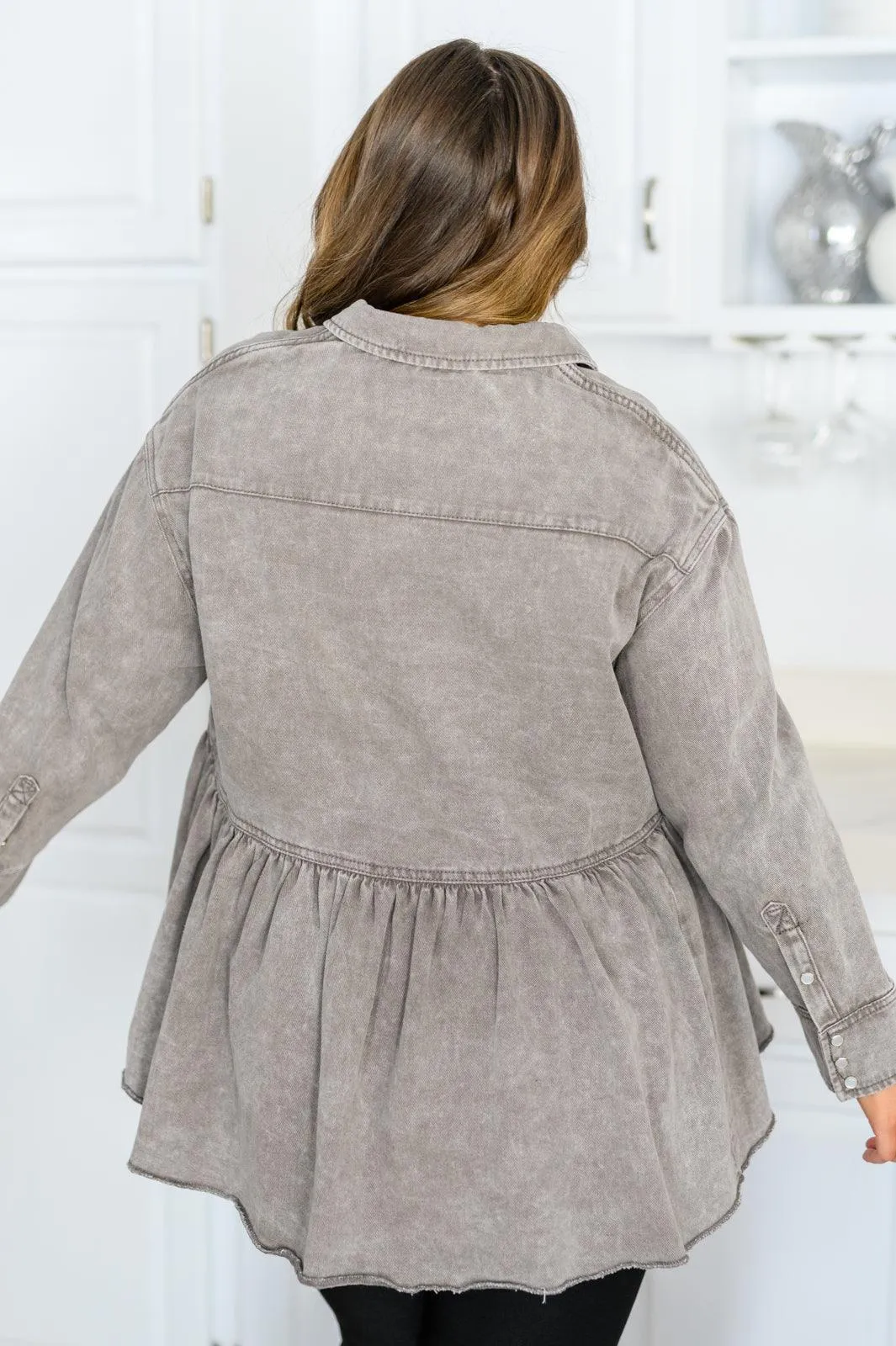 Hazel Blues® | Earl Grey Button Up Long Sleeve Top