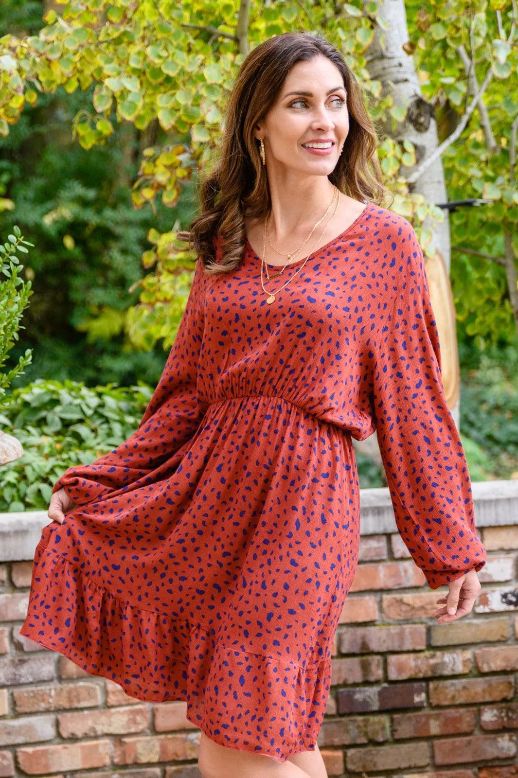Hazel Blues® | Most Genuine Spotted Dress In Rust