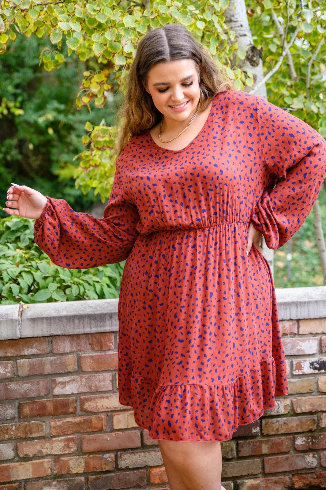 Hazel Blues® | Most Genuine Spotted Dress In Rust