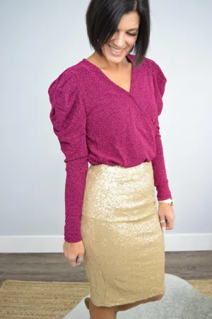 Hazel Blues® | Take Me Out Faux Wrap Bodysuit In Magenta