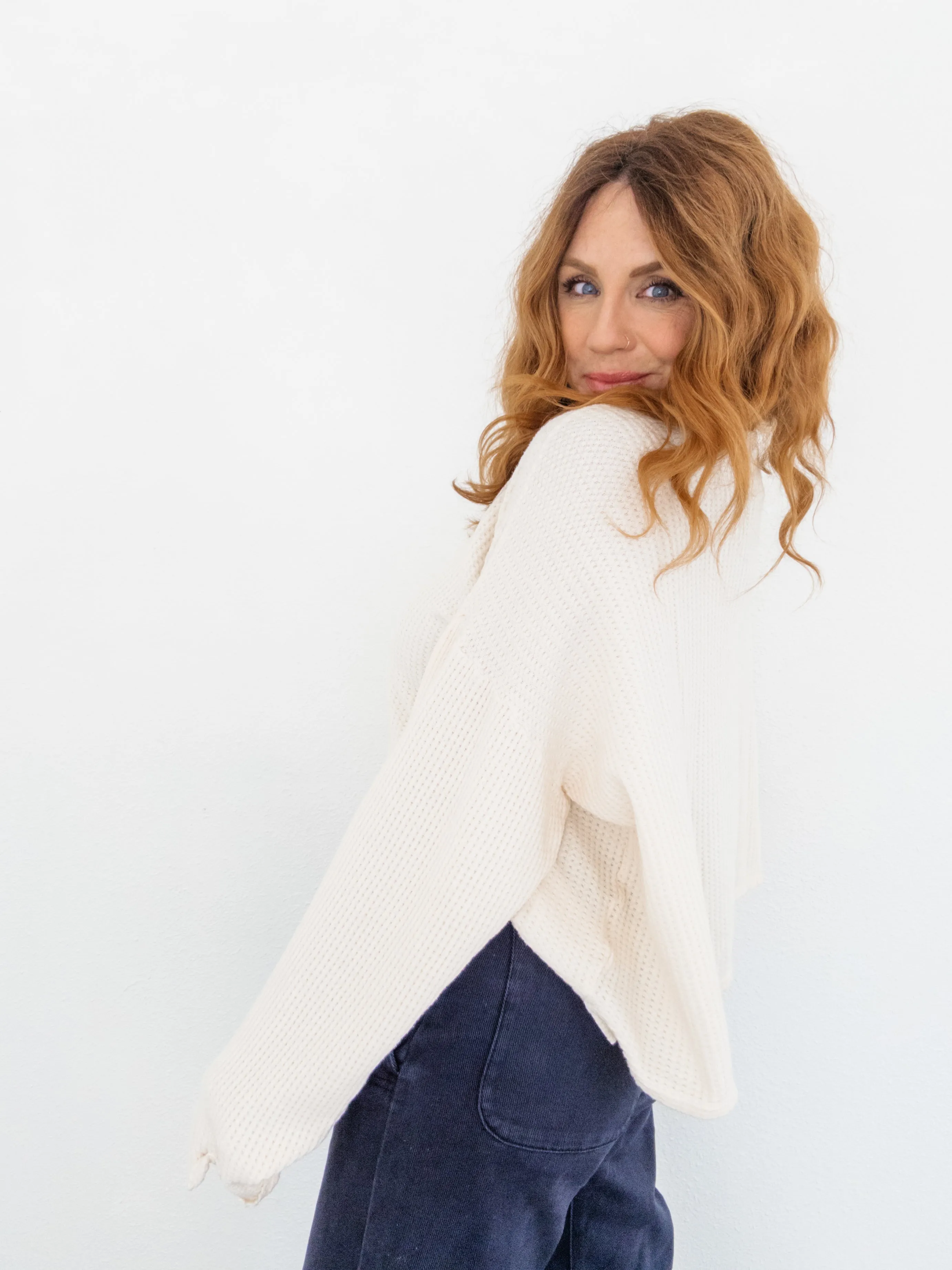 Henley Waffle Top