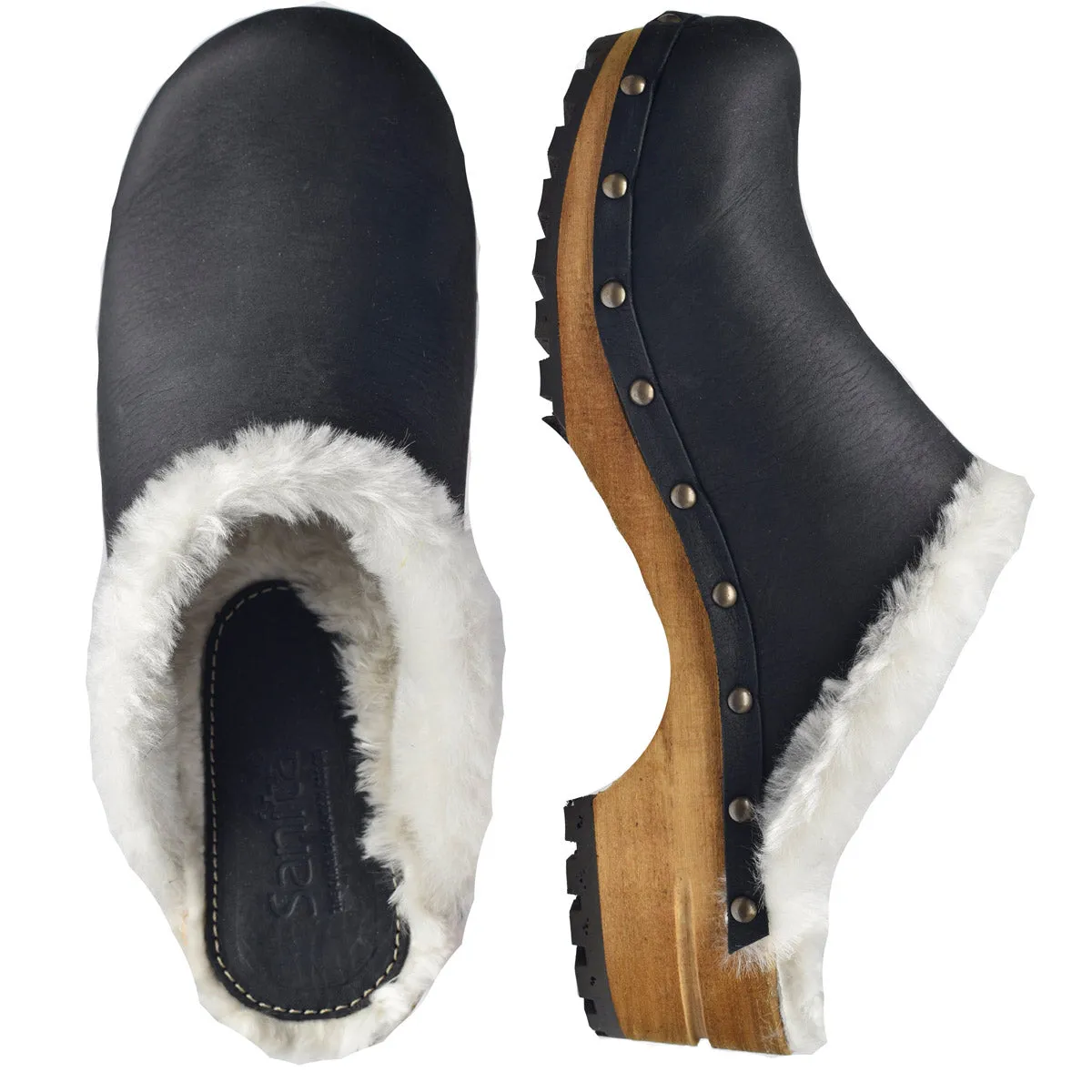 Hese Women's Wood Clog in Black