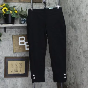 Jm Collection Womens Diamonte Tab Pull-On Pants 100109868MS Black L