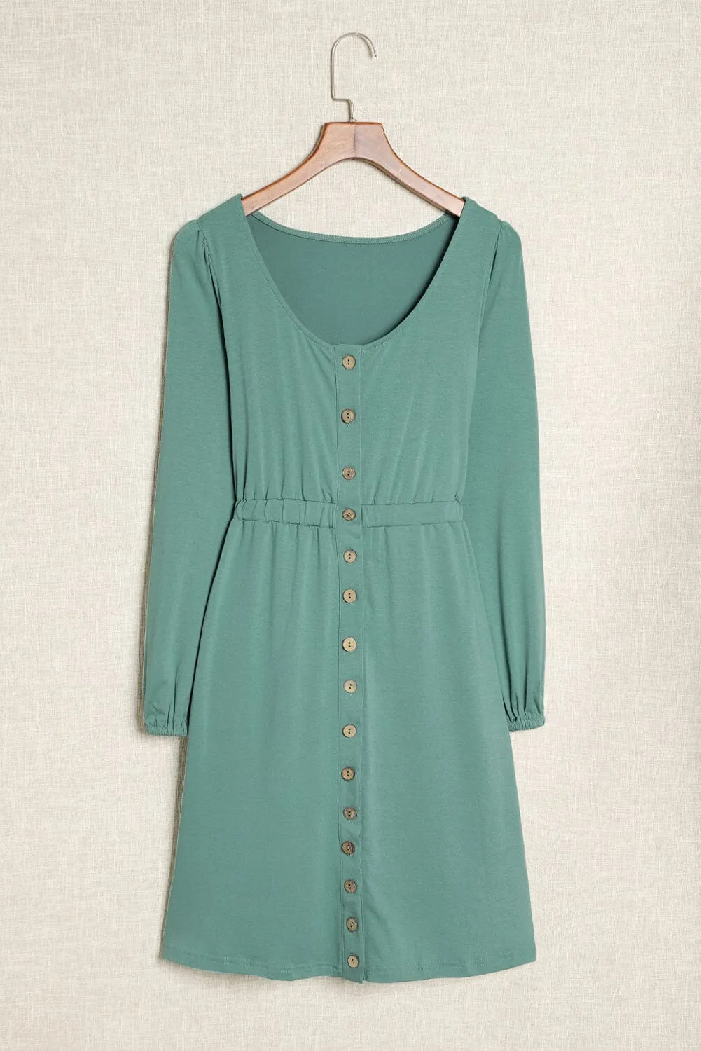 KaleaBoutique Button Up High Waist Long Sleeve Dress