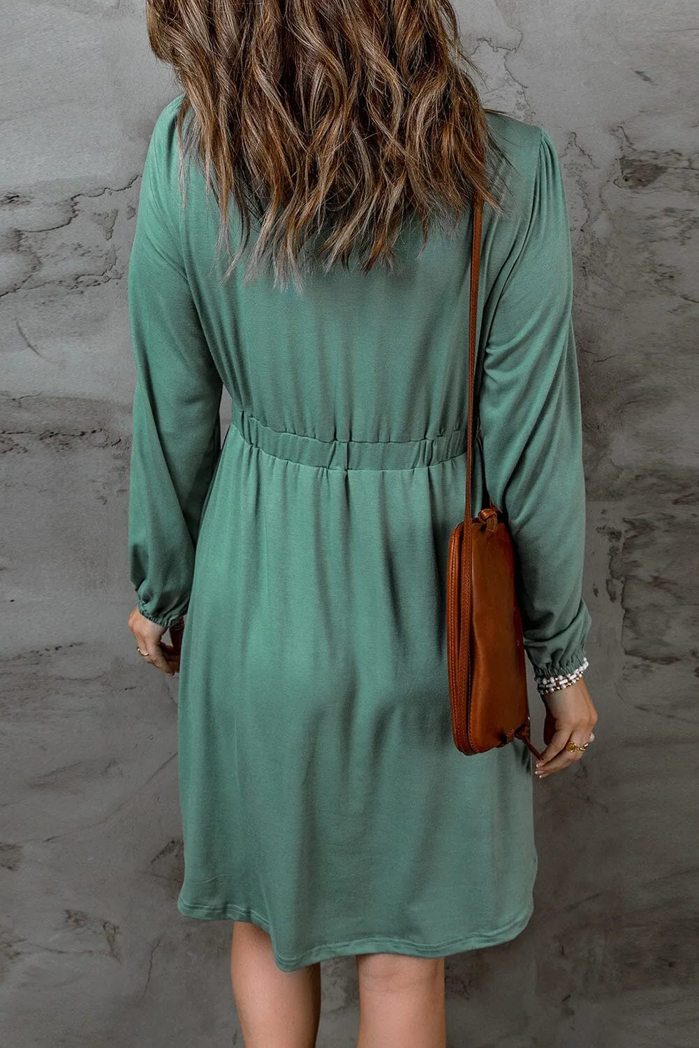 KaleaBoutique Button Up High Waist Long Sleeve Dress