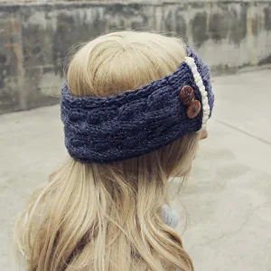 Lace & Knit Headwrap in Charcoal