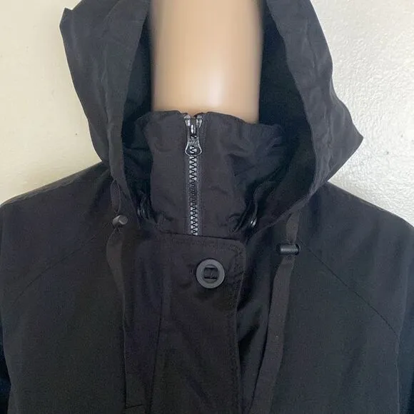 Lands’ End Black Long Sleeve Button Zip Hoodie Lightweight Spring Jacket Size M