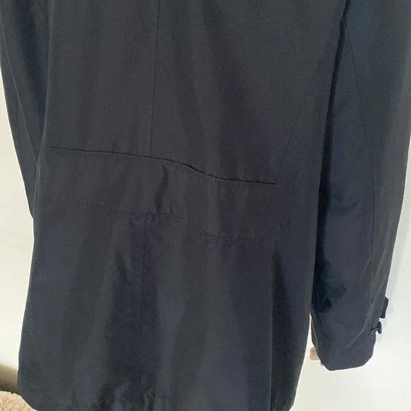 Lands’ End Black Long Sleeve Button Zip Hoodie Lightweight Spring Jacket Size M