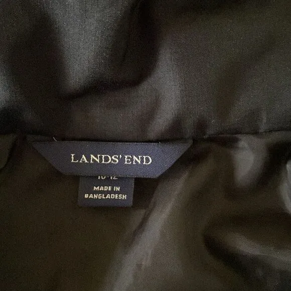 Lands’ End Black Long Sleeve Button Zip Hoodie Lightweight Spring Jacket Size M