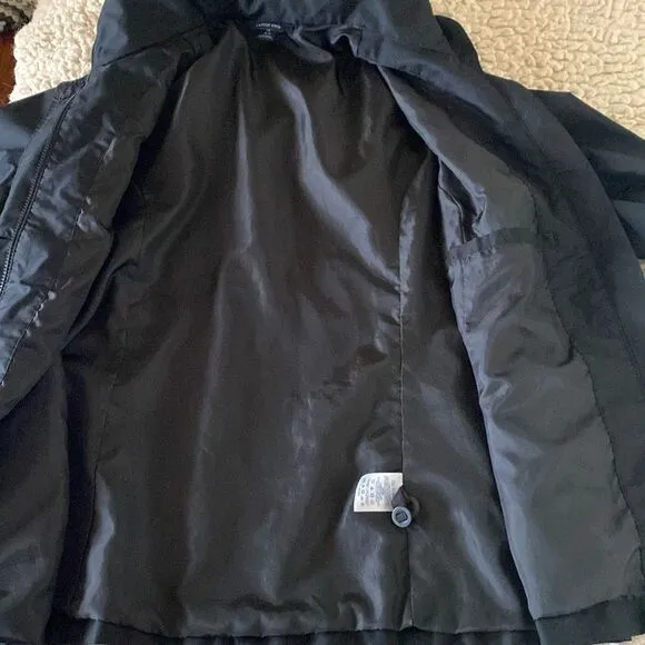 Lands’ End Black Long Sleeve Button Zip Hoodie Lightweight Spring Jacket Size M