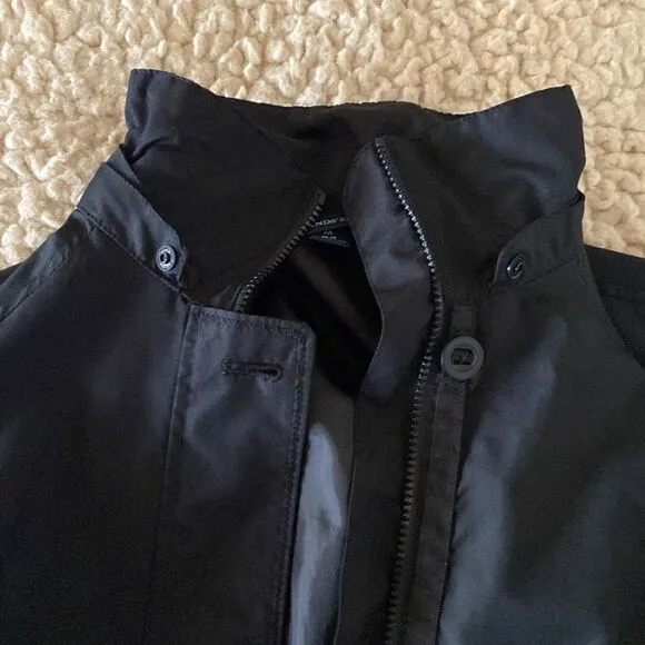 Lands’ End Black Long Sleeve Button Zip Hoodie Lightweight Spring Jacket Size M