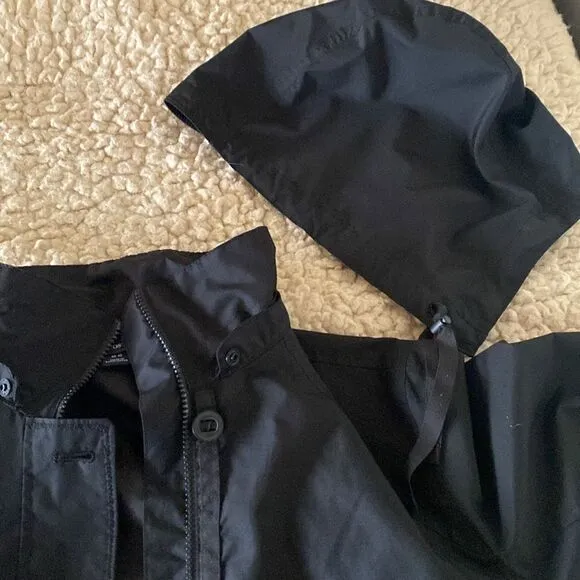 Lands’ End Black Long Sleeve Button Zip Hoodie Lightweight Spring Jacket Size M