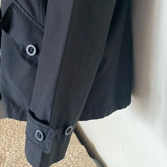 Lands’ End Black Long Sleeve Button Zip Hoodie Lightweight Spring Jacket Size M