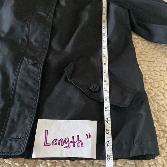 Lands’ End Black Long Sleeve Button Zip Hoodie Lightweight Spring Jacket Size M