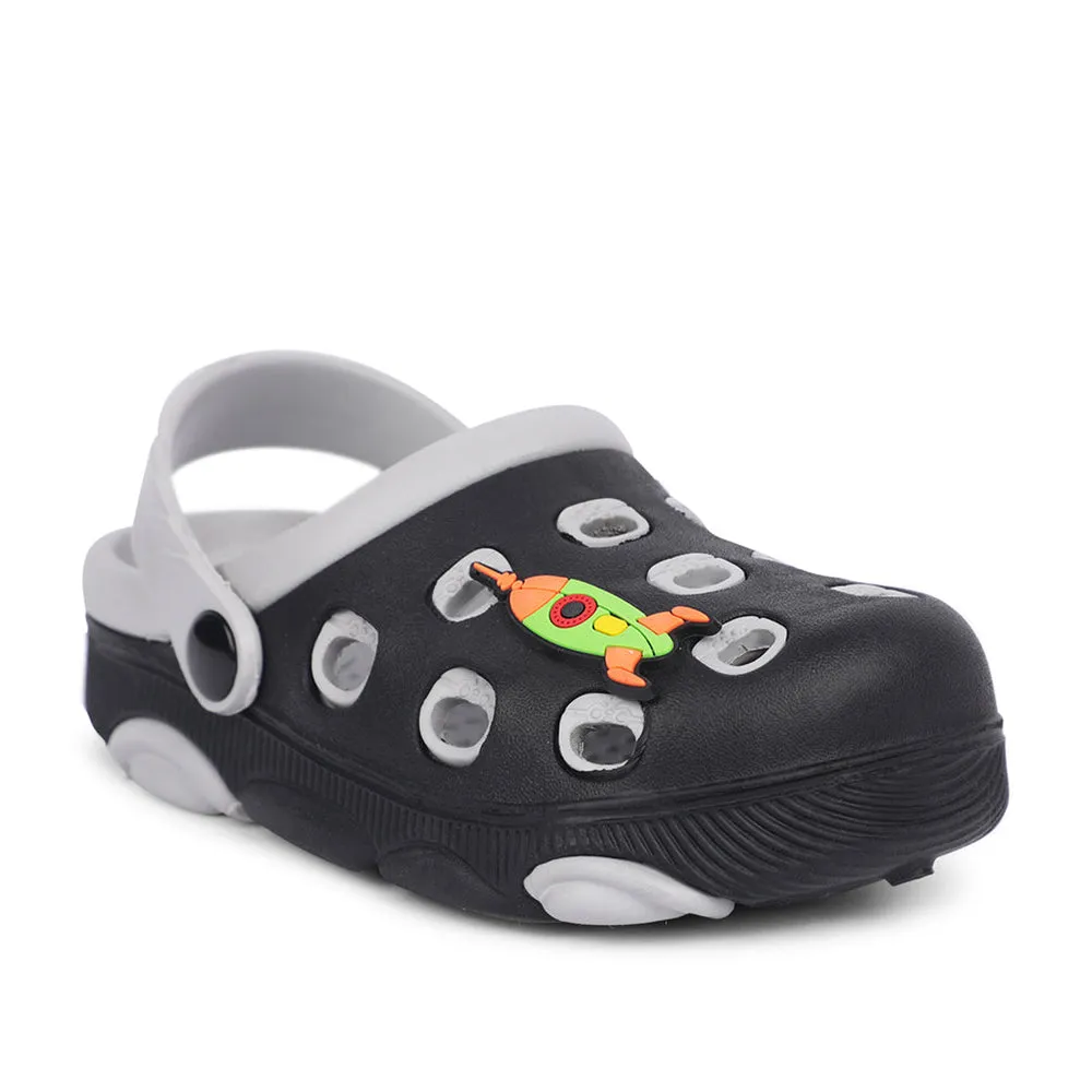 Lucy & Luke Black Casual Slingback Clogs For Kids LPMXT-823 By Liberty