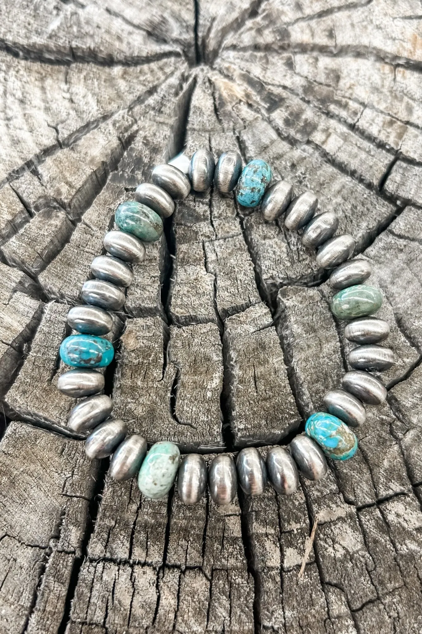 Navajo Pearl Saucers & Turquoise Stretch Bracelet