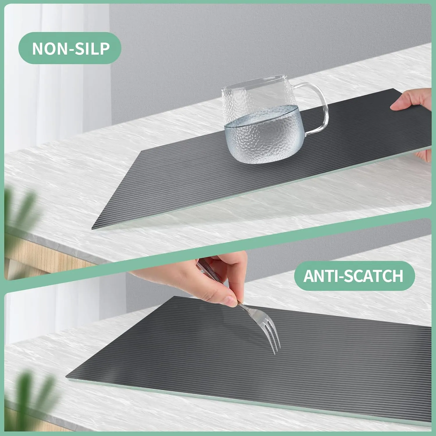 NEW Origuuds Drawer Liners, Non-Adhesive Cupboard Liner, Waterproof Anti-Slip BPA Free Kitchen Cabinet Refridge Fridge Shelf Liner Mats Sink Protector Strong Durable for Shelves Pantry (Grey/31x153)