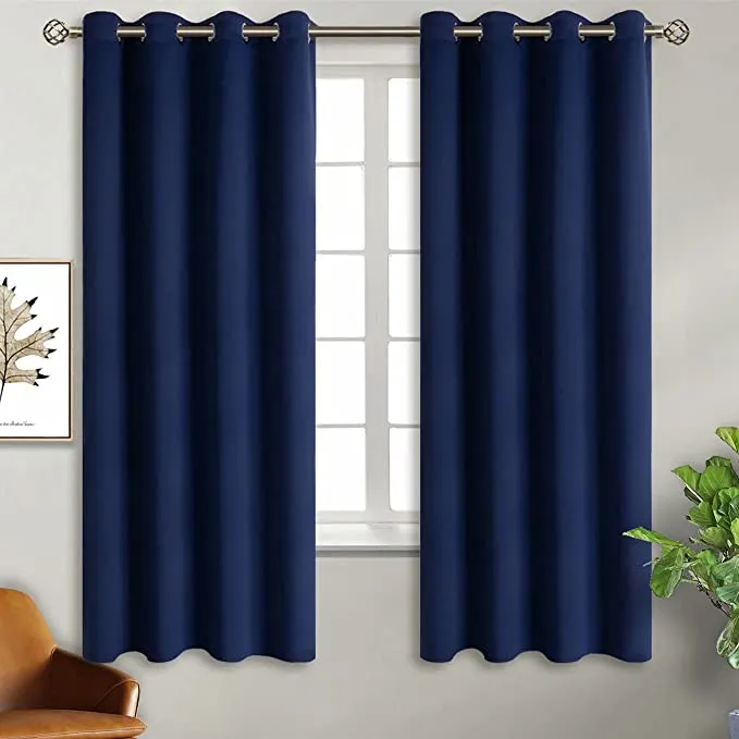 New Utopia Navy Blackout Curtains for Bedroom - Grommet Thermal Insulated Room Darkening Block Out Curtains for Living Room, Set of 2 Panels (52 x 63 Inch, Dark Blue)