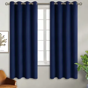 New Utopia Navy Blackout Curtains for Bedroom - Grommet Thermal Insulated Room Darkening Block Out Curtains for Living Room, Set of 2 Panels (52 x 63 Inch, Dark Blue)