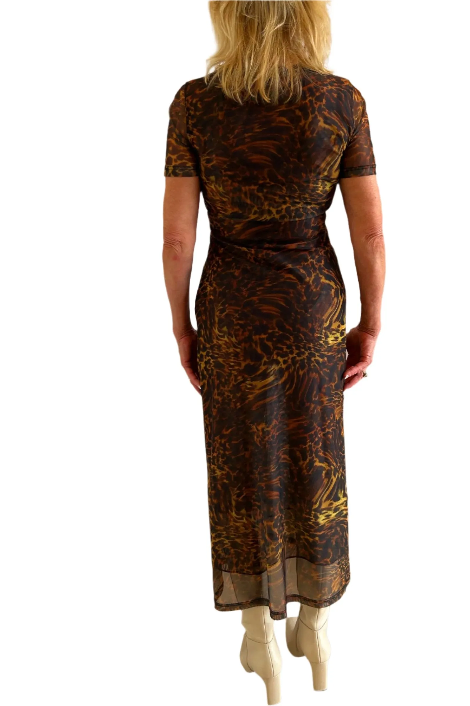 NO.6 Mads Dress in Brown Animal Mesh