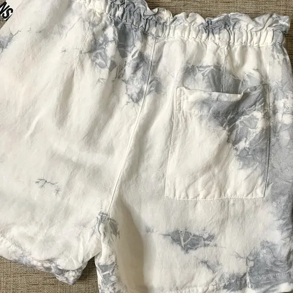 NWT NSF (Revolve) “Joey” Shorts in White/Grayish-Blue Tie Dye, Size Small