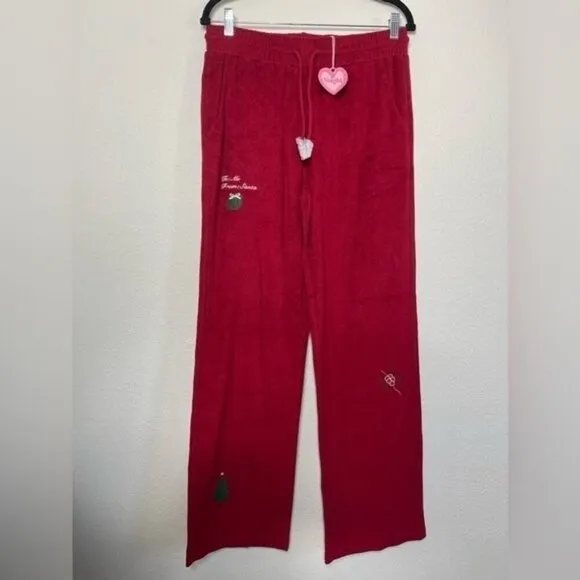 NWT Voight Womens Red Pajama Pants Christmas Theme SIZE M MEDIUM