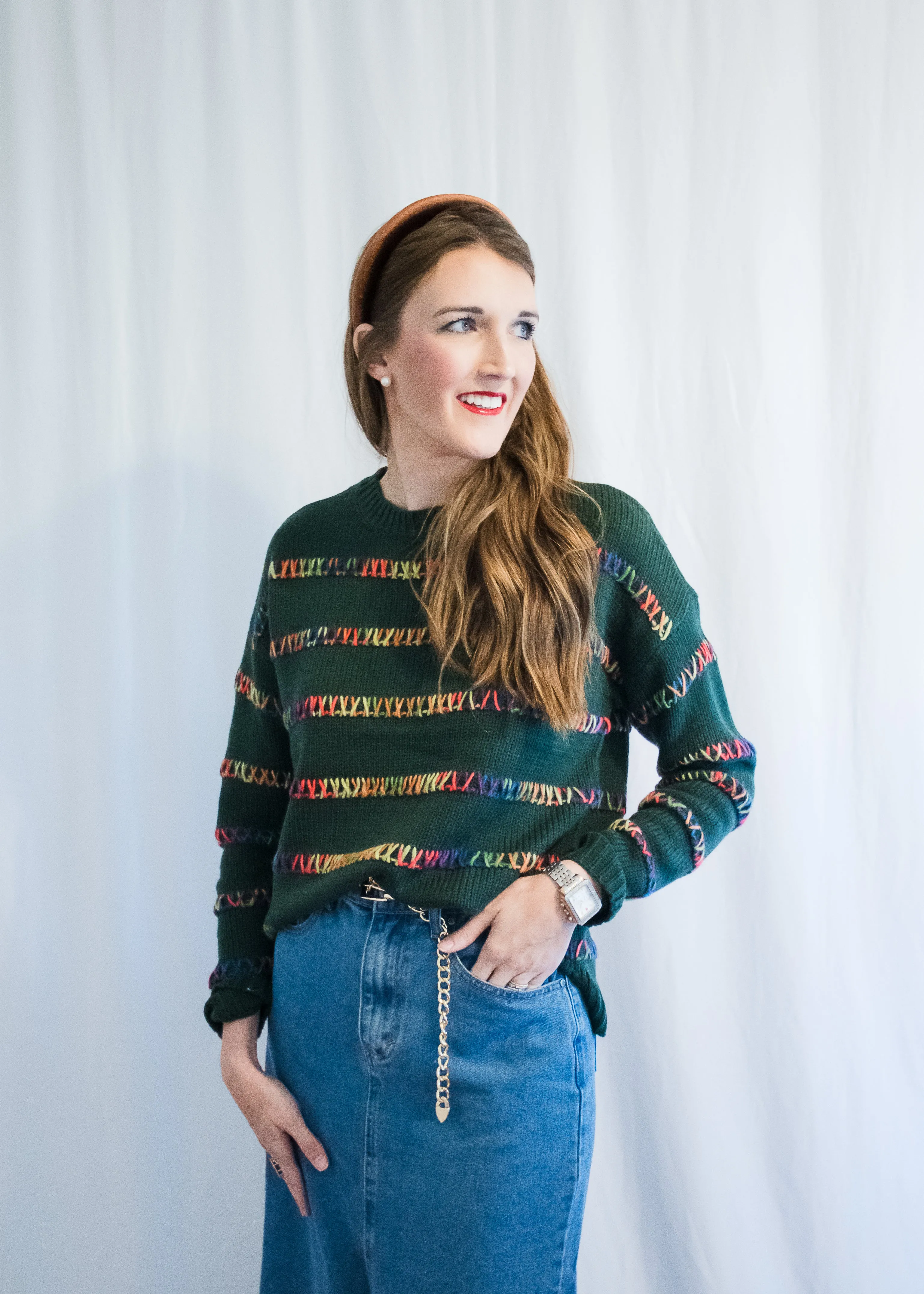 Picking out a Pine Green Sweater