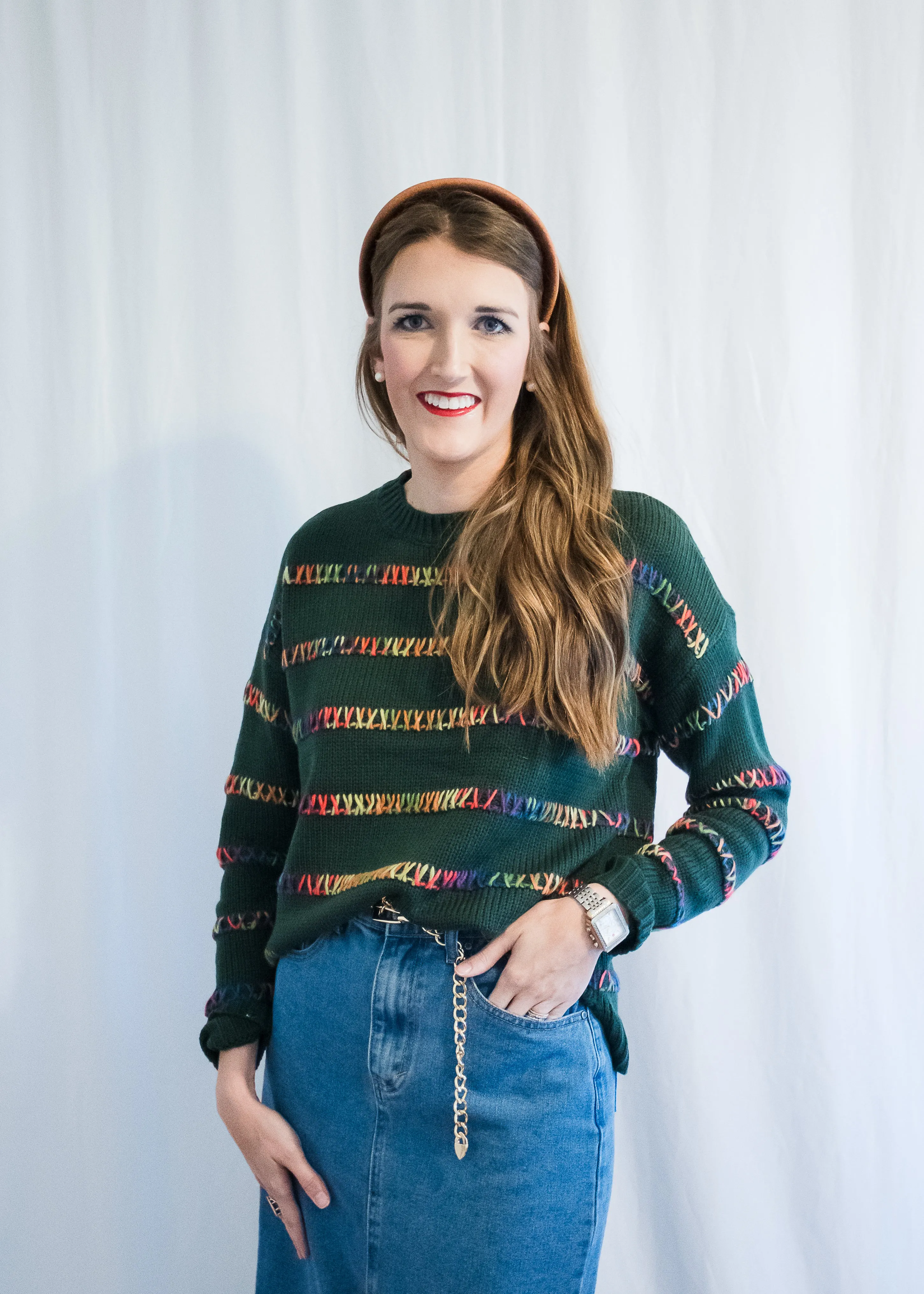 Picking out a Pine Green Sweater