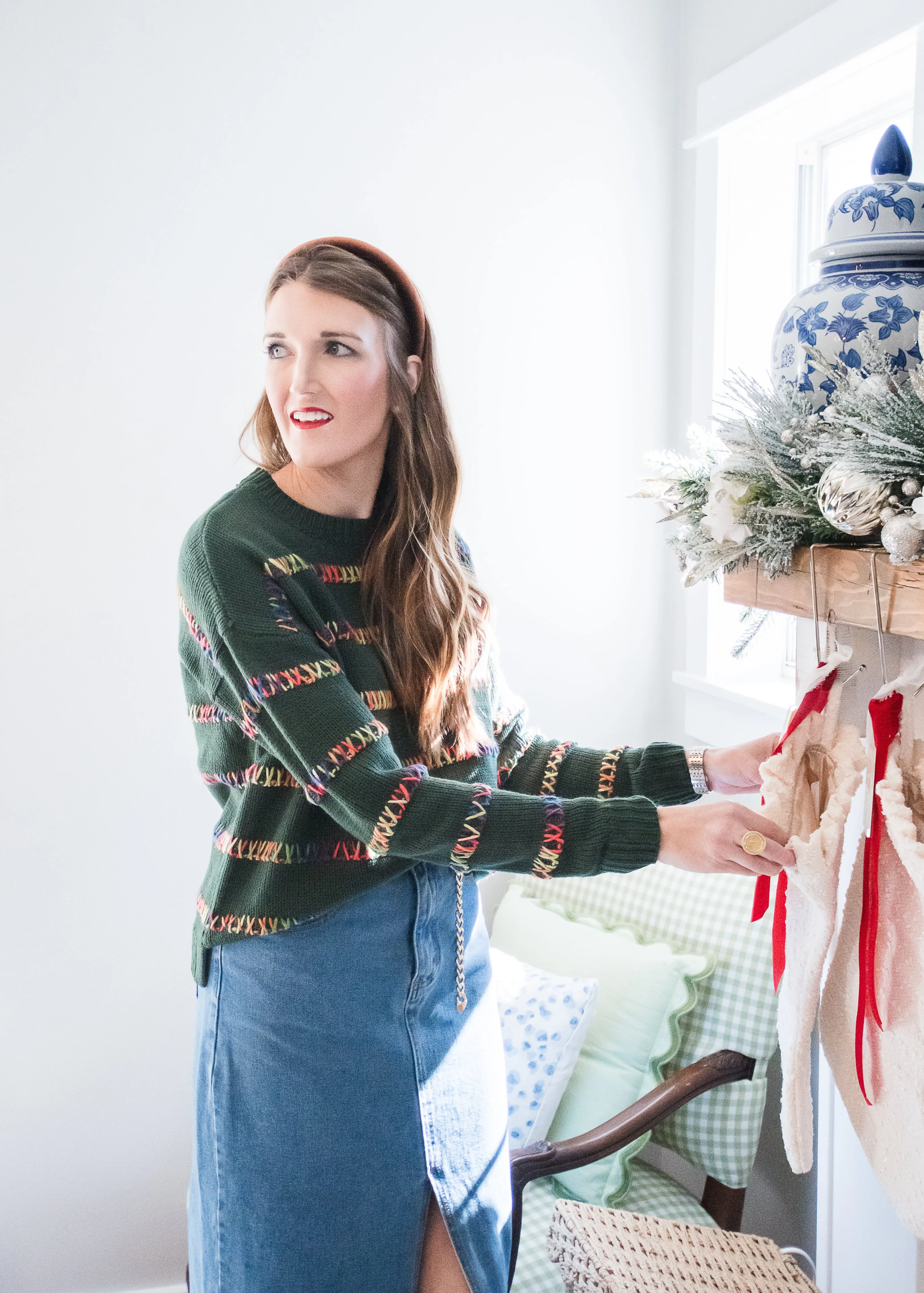 Picking out a Pine Green Sweater