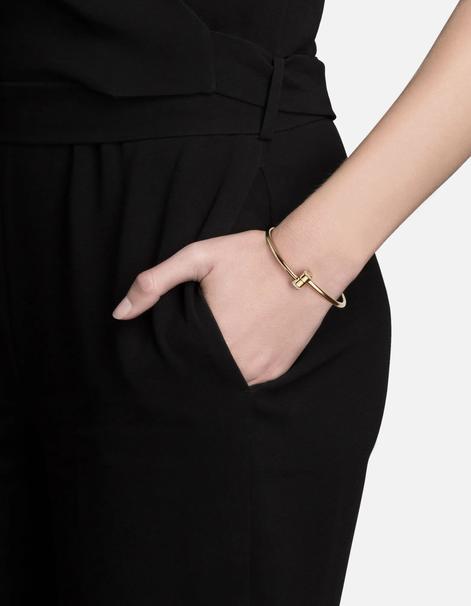 Pillar Cuff, 14k Gold Pavé