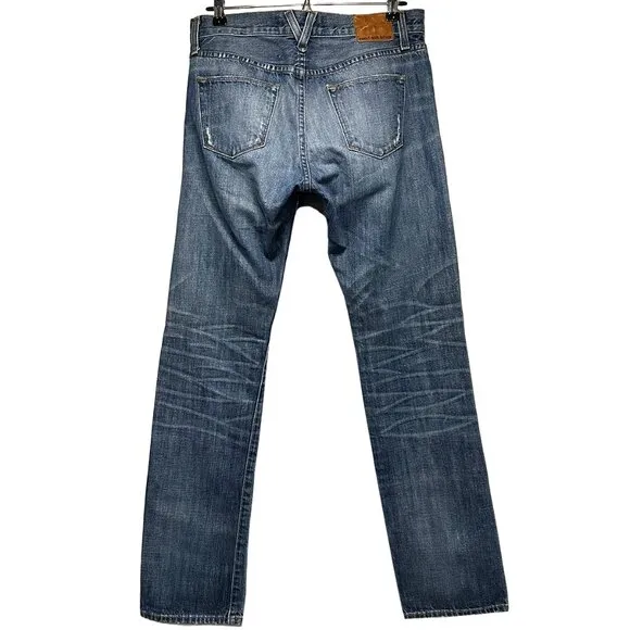 POINT SUR Mid Rise Distressed Bootcut Jeans - EUC - size 26 - blue‎ - ripped