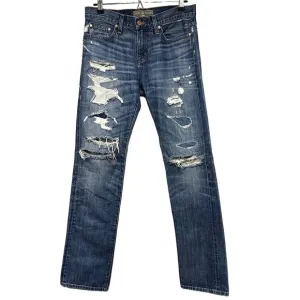 POINT SUR Mid Rise Distressed Bootcut Jeans - EUC - size 26 - blue‎ - ripped