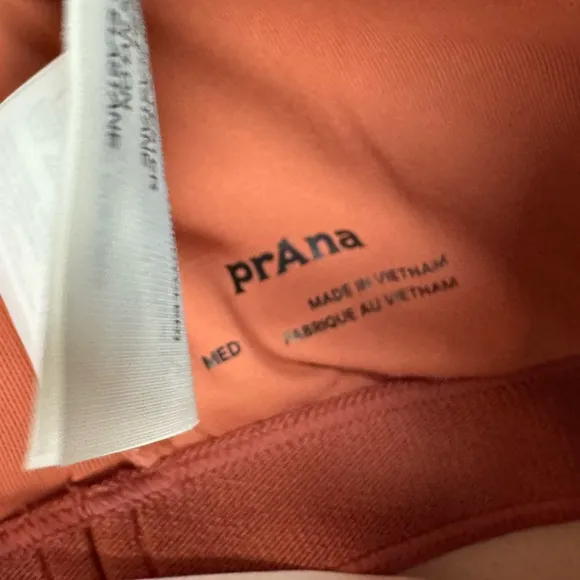 Prana Bra Sculpt Adjustable Sports Athletic Workout Terracotta Solid Orange Dark